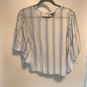 Blue and white striped top